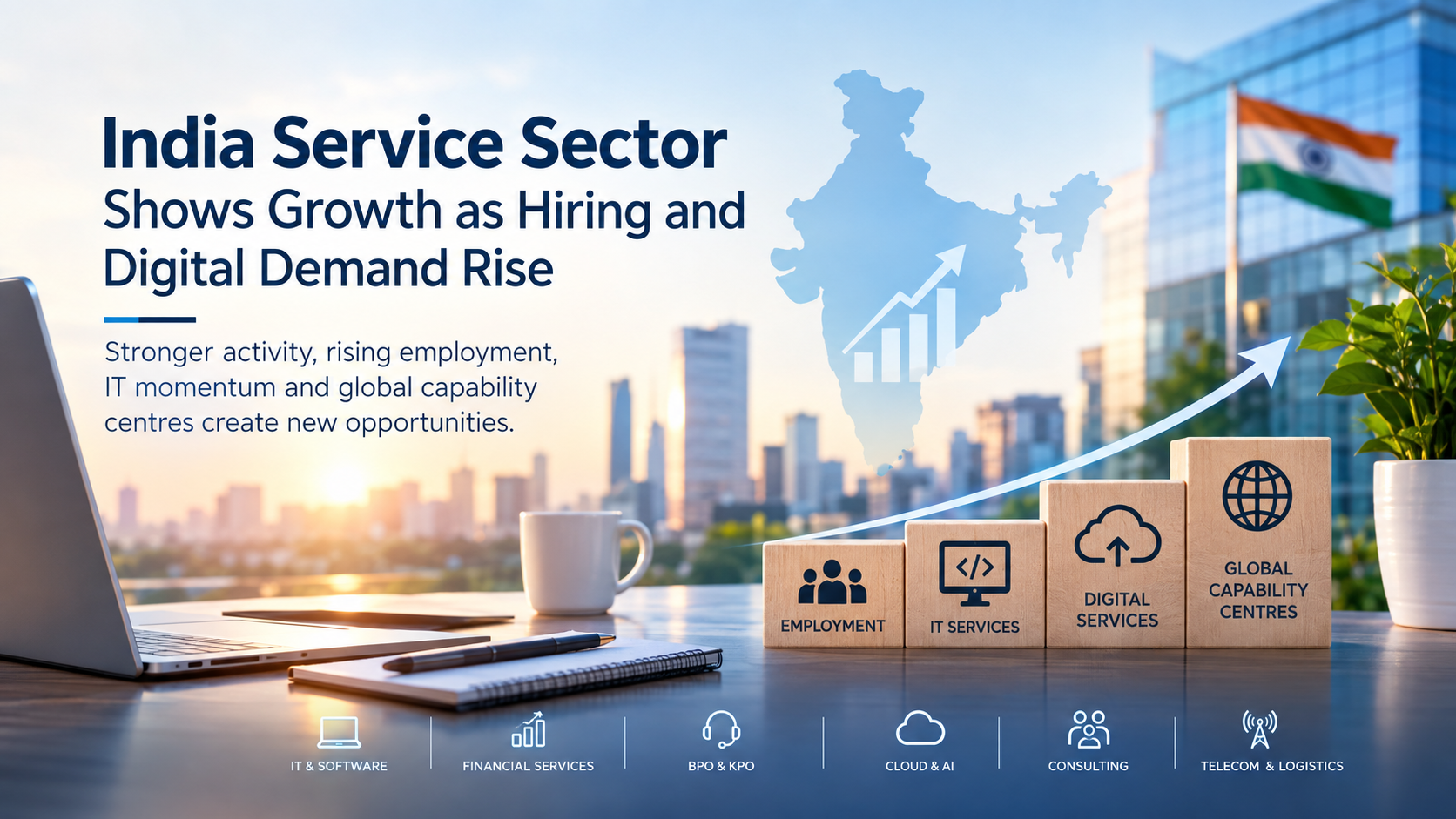 India Service Sector Shows Growth as Hiring and Digital Demand Rise