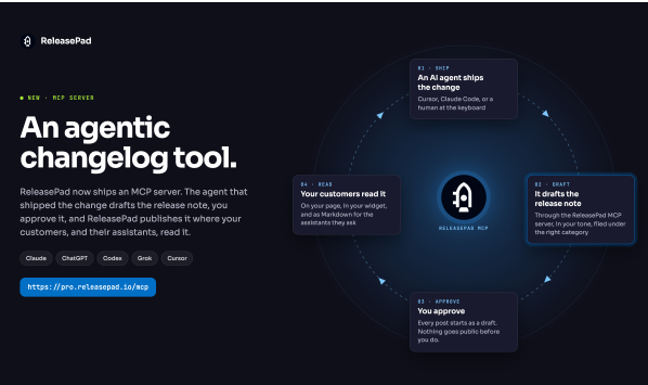 ReleasePad Launches MCP Server So AI Agents Can Draft, Publish and Measure Product Changelogs