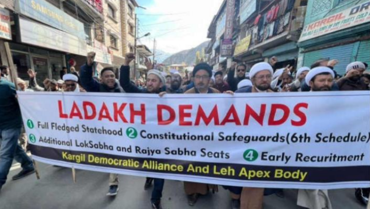 Mass Shutdown in Ladakh as Thousands Protest for Statehood and Sixth Schedule Safeguards