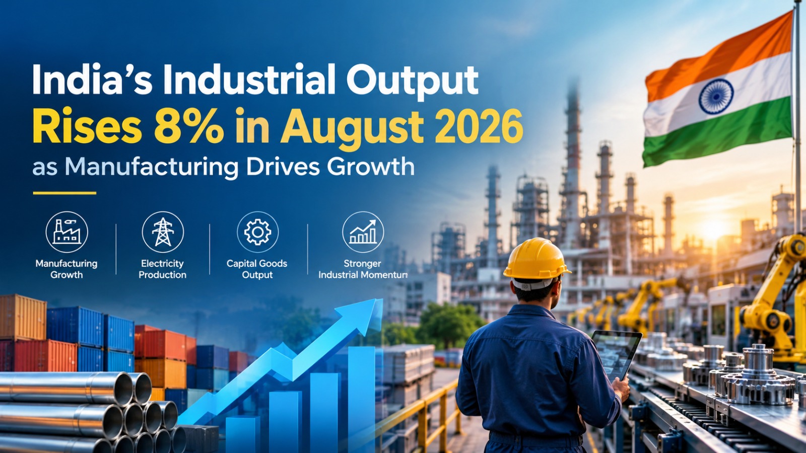 India Industrial Output Rises 8% in August 2026