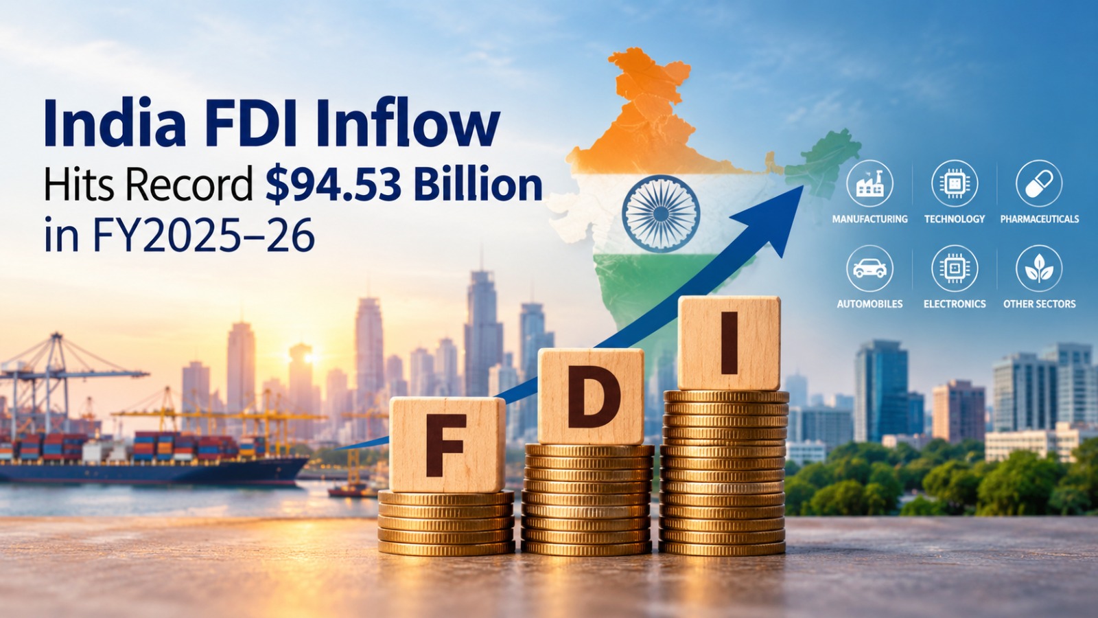 India FDI Hits Record $94.53 Billion in FY2025–26